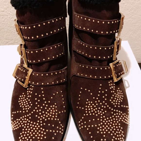 Chloe Susanna shearling studded suede ankle boots - Picture 4 of 8